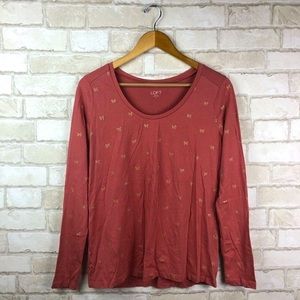 Loft Outlet Bow Print Long Sleeve Top Size M